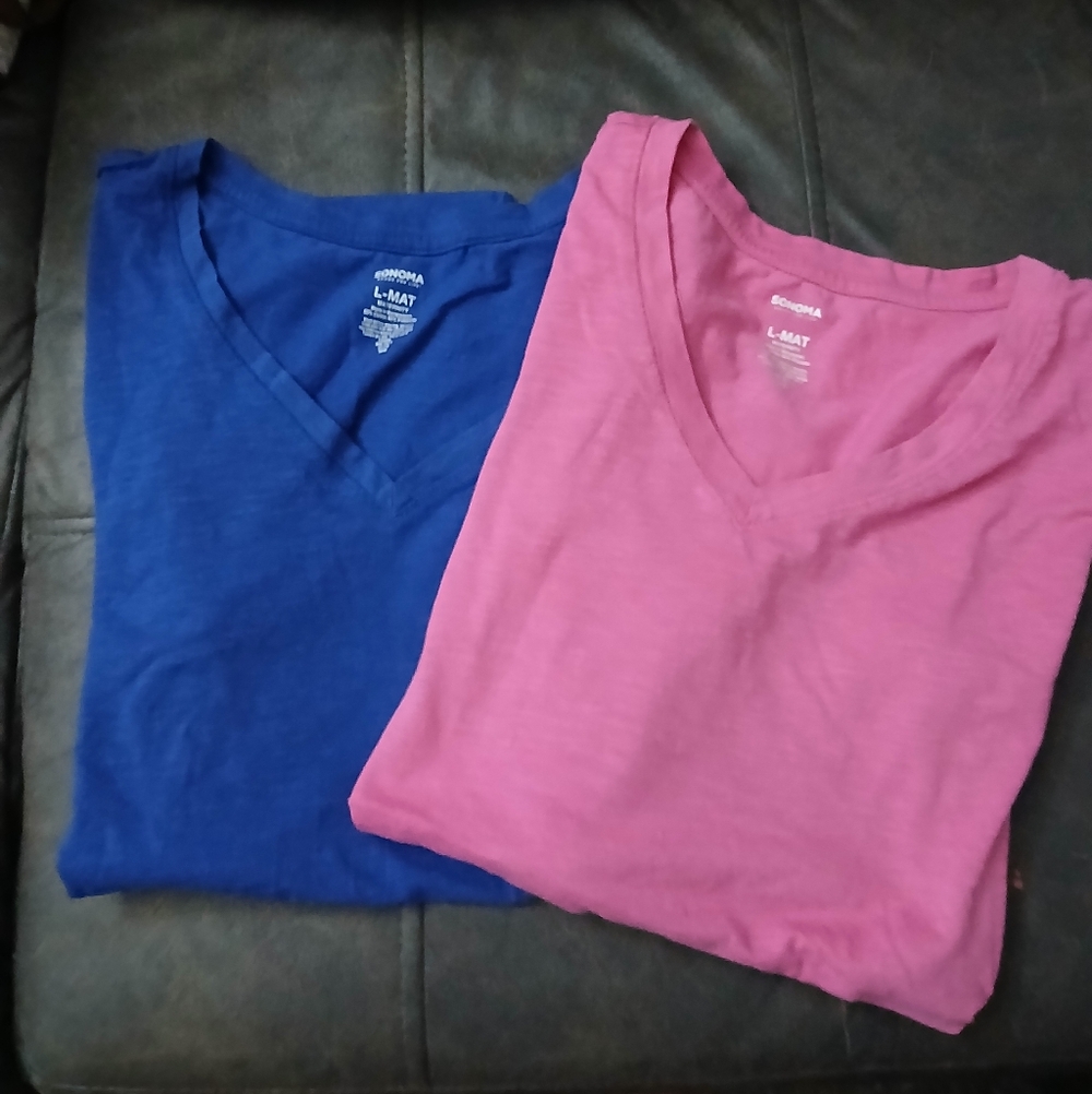 (Set of 2) Materity Short Sleeved V-neck Tops